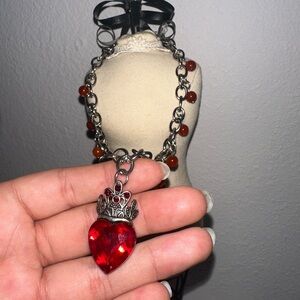 NWOT Crown Jewel Red Heart Necklace